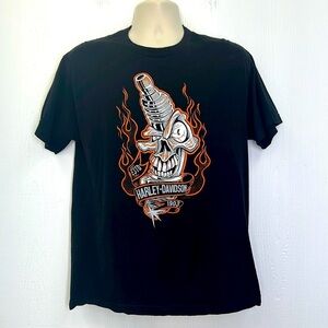 Harley Davidson -Spark Plug Skeleton Daytona Beach Florida T Shirt Medium